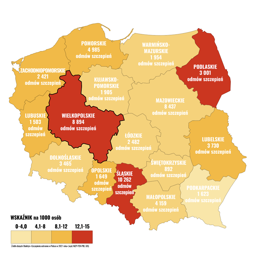 Liczba odmów szczepień wzrasta w całym kraju. Jednym z województw, gdzie sytuacja jest najtrudniejsza, jest Wielkopolska. W ubiegłym roku odnotowano 8894 uchyleń przed obowiązkiem szczepień.