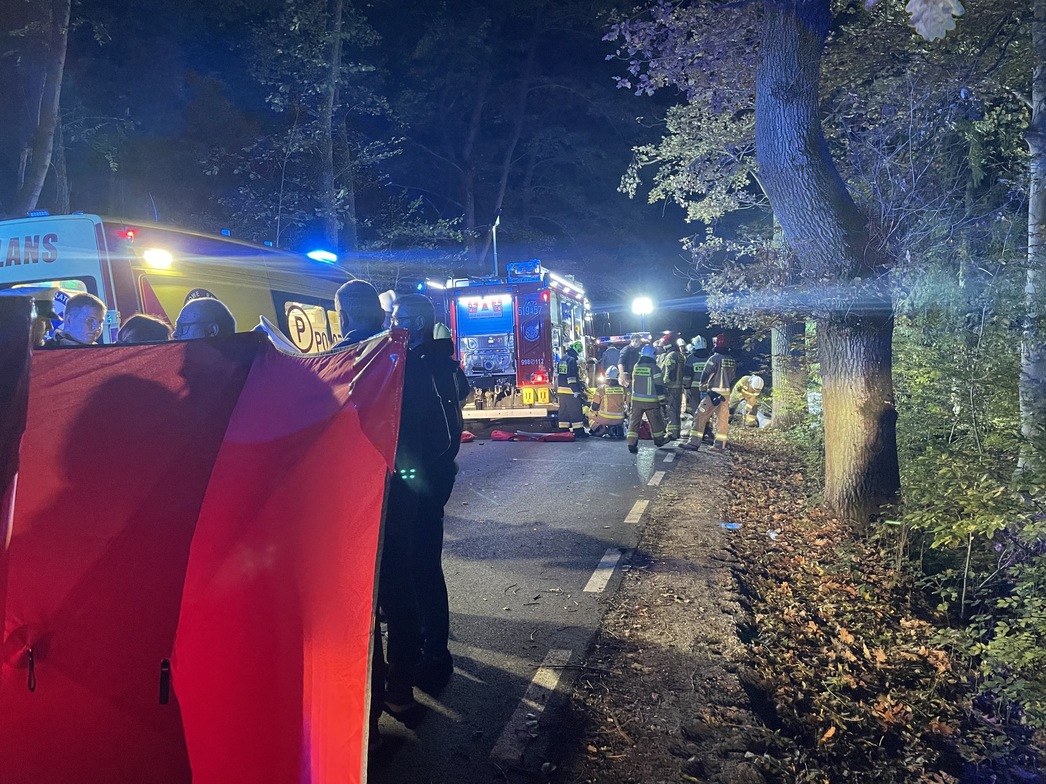 Nocny wypadek. Samochód uderzył w drzewo, pięć osób w szpitalu