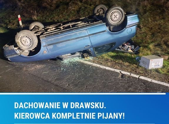 Nocny rajd po pijanemu zakończył się na dachu