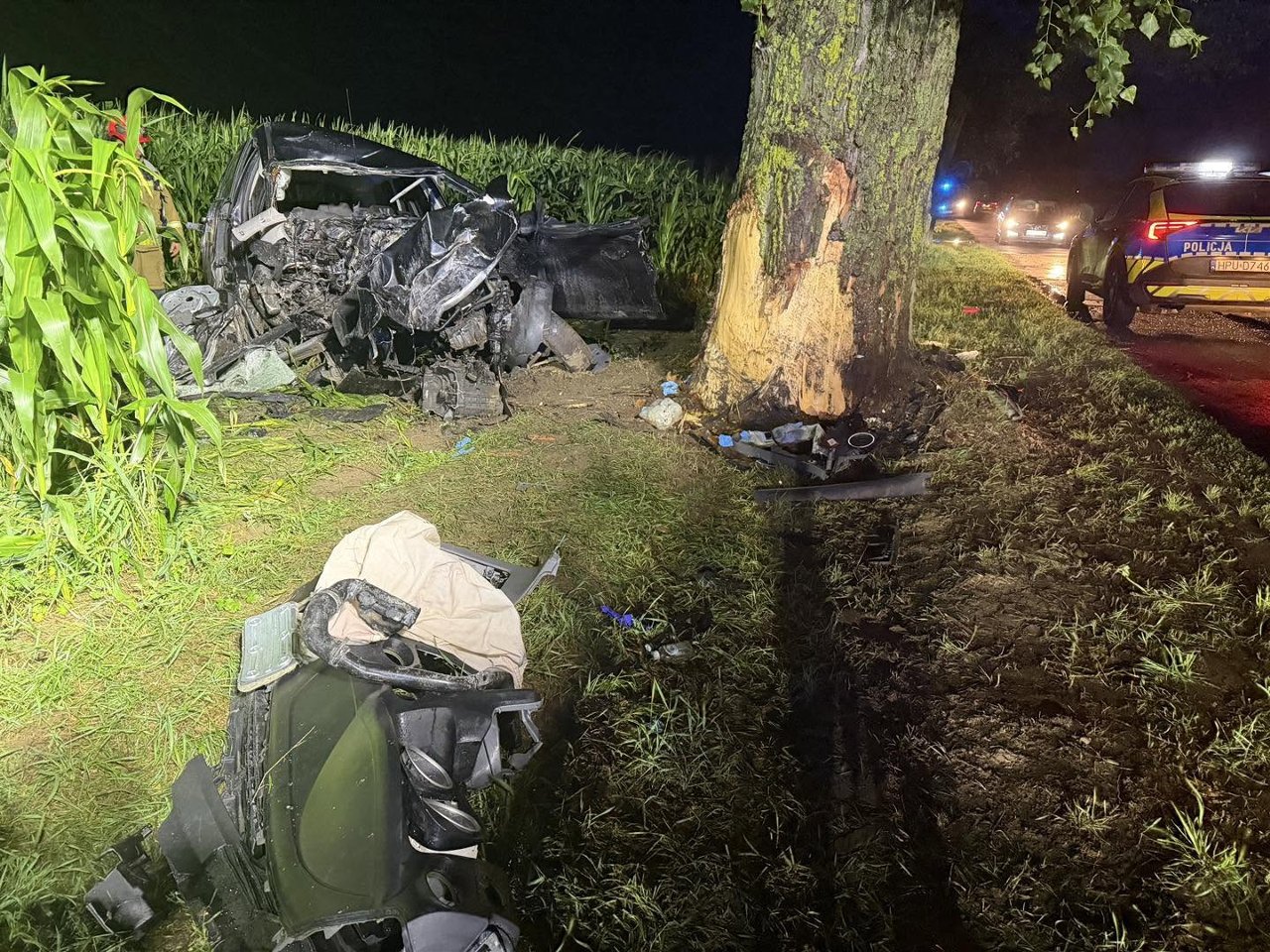 Tragiczny finał pościgu. Uciekał przed policją i roztrzaskał się na drzewie
